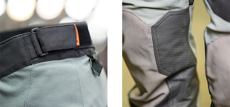 Klim Baja S4 pant in Slate grey and Peyote detail 1